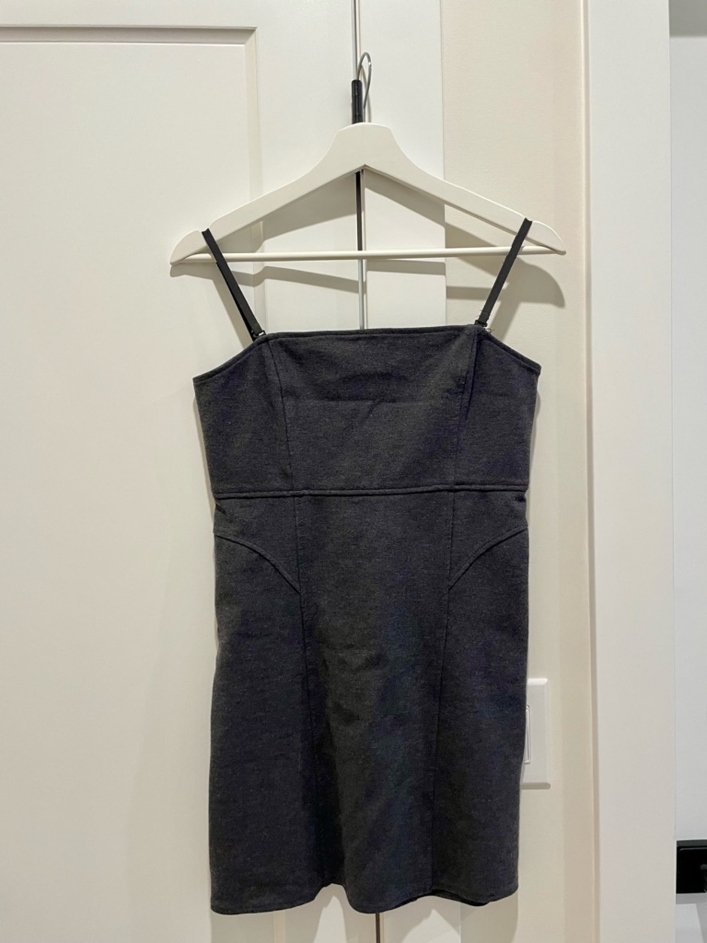 Talula Charcoal Grey Spaghetti-Strap Form-Fit Mini Dress
